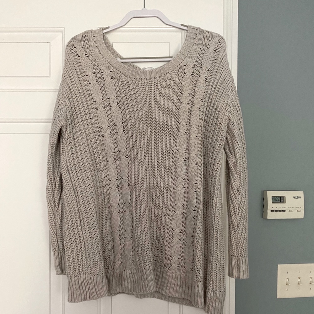 Grey sweater with tie back